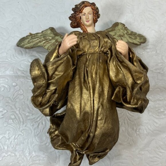 VTG Red Haired Guardian Angel Gold Gown Hanging Holiday Christmas Ornament 6" - Picture 3 of 13